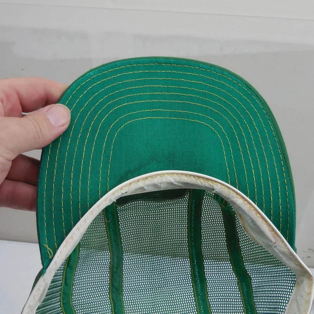 Vintage John Deere Mesh Trucker Hat Green Snapback Louisville Mfg Co Logo Cap